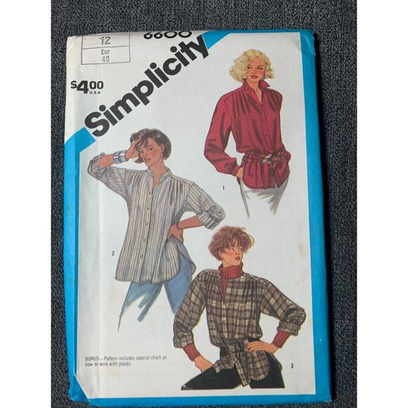 Simplicity Misses Shirt Sewing Pattern sz 12 6600 - uncut - Picture 7 of 10